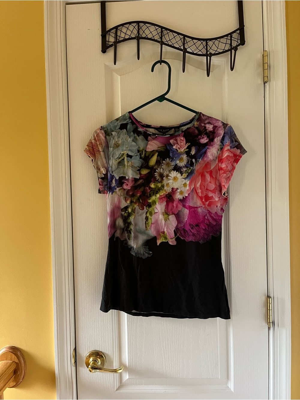 Ted Baker London Black Tee with Multicolor Floral Print